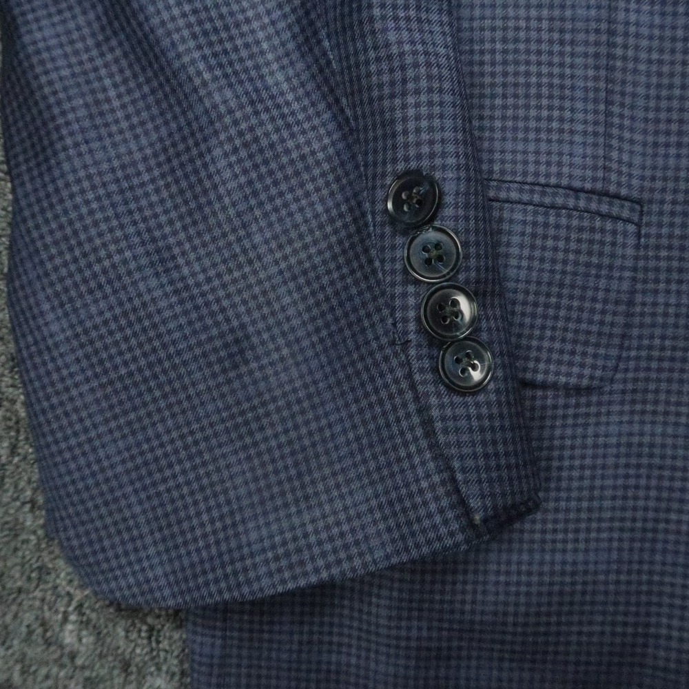 Peter Millar Blazer Men 50T Blue Wool Gingham‎ Double Vented Suit Jacket Coat * - Picture 7 of 16
